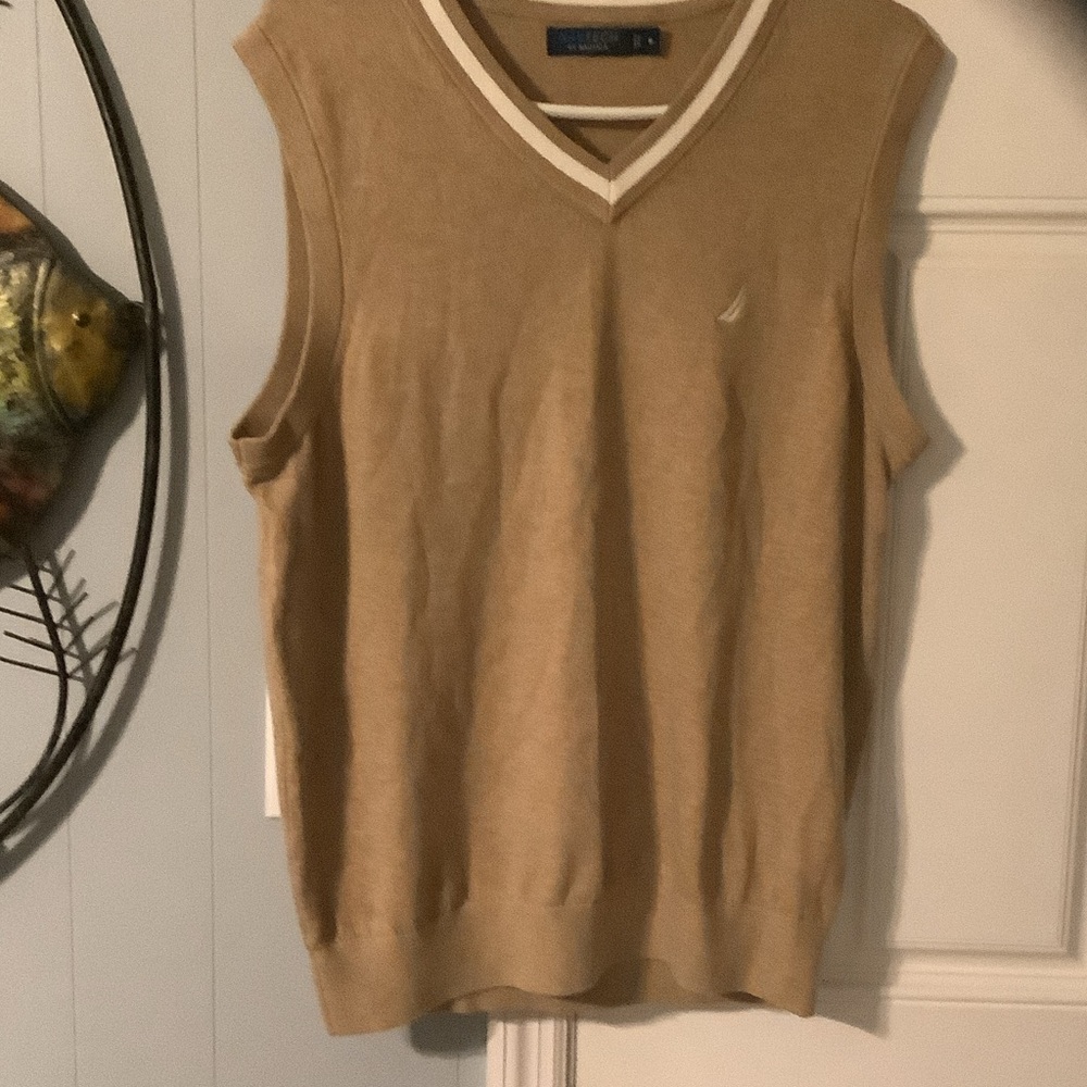 Nautica Navtech Mens Tan golf sweater vest, M